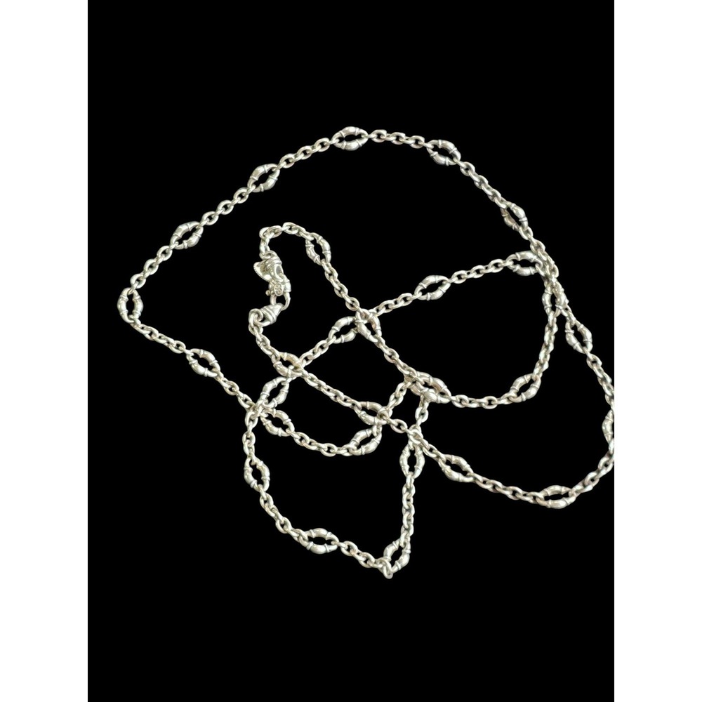 Scott Kay .925 Sterling Silver Bolo Chain Link Necklace w Amethyst 35" 47.8g